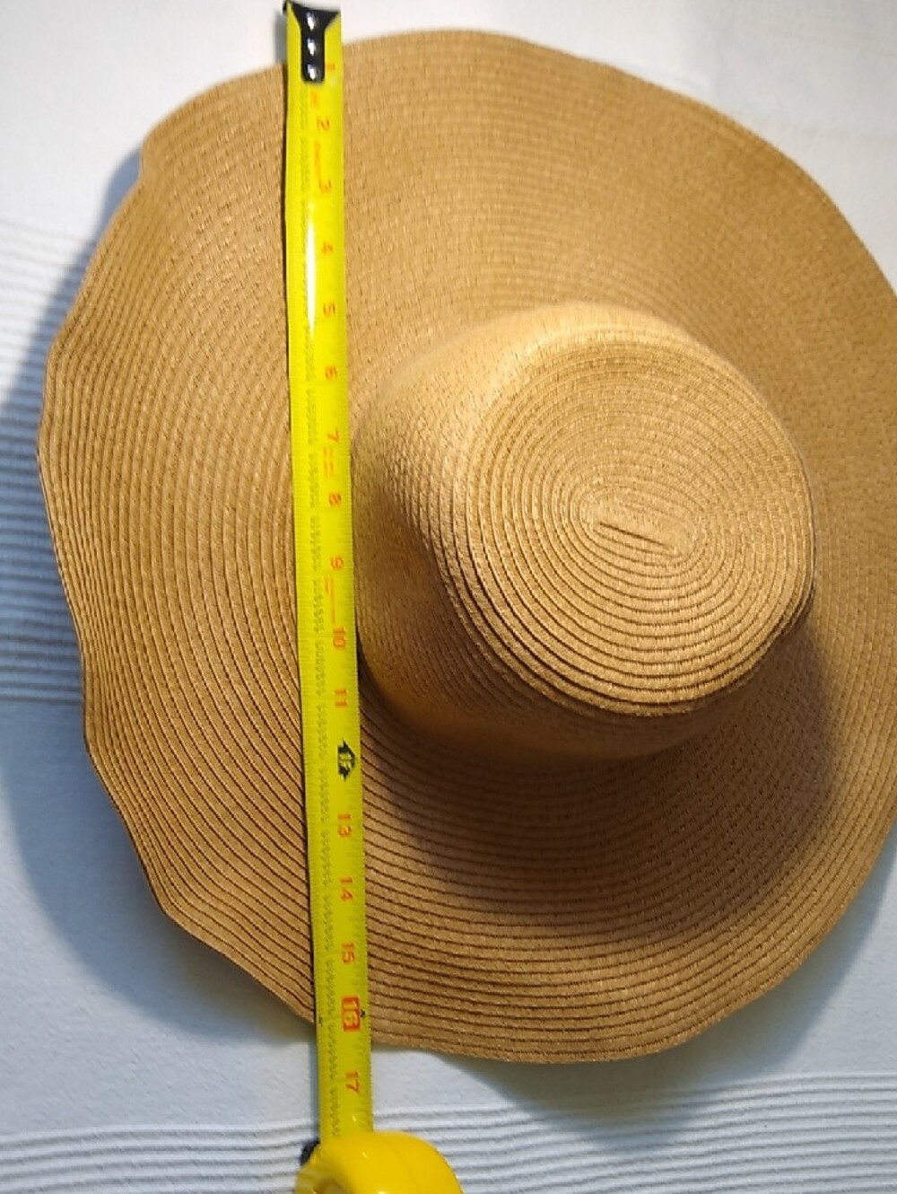 NWOT Classic Wide-Brim Straw Sun Hat - Tan with Black Trim